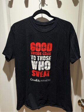 Goodlife Black Short-Sleeve Motivational Graphic Tee with Red & White Print